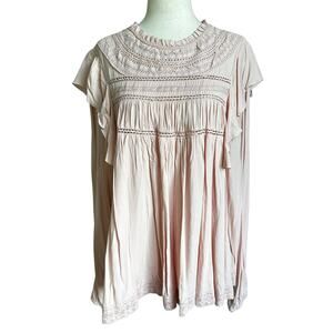 Grace + Karma Pink Crochet Blouse Women's Top Size Medium | 12-32